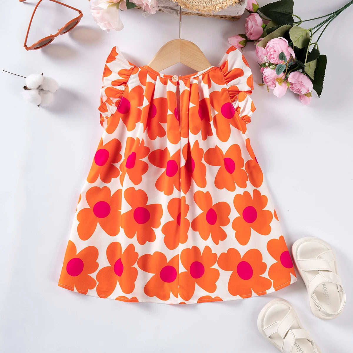 Cute Floral Princess Dress with Flying Sleeves